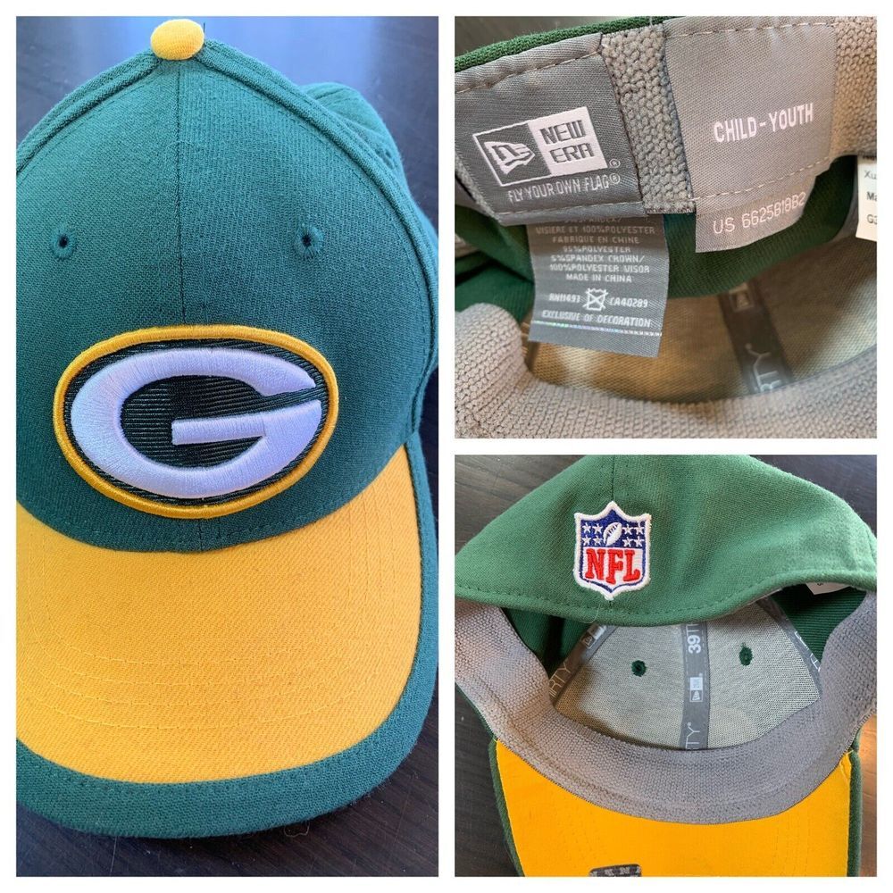 Green Bay Packers Ball Cap Hat Child Youth Size New Era NFL‎ 39Thirty Fitted